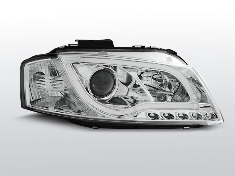 Lampy przednie, AUDI A3 8P, 2003-2008, LED TUBE LIGHTS CHROM